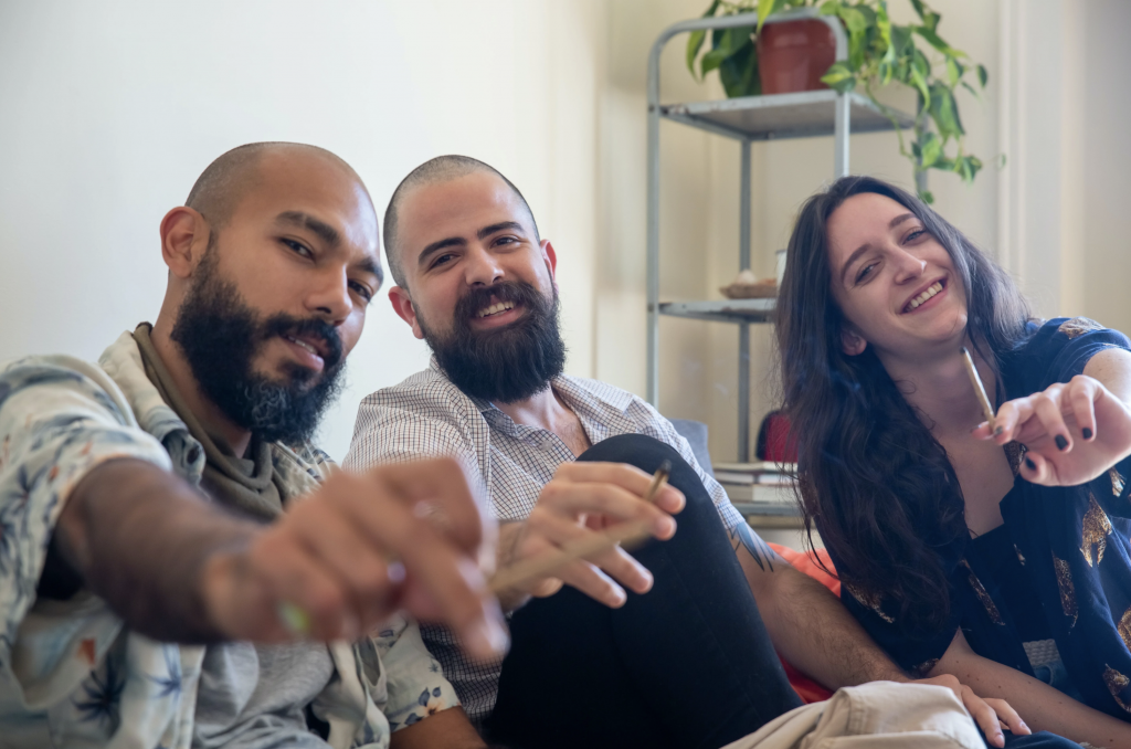 Friends smoking cannabis